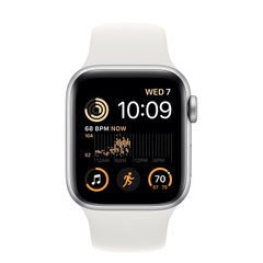 Смарт-часы Apple Watch SE 2 GPS 44mm Silver Aluminum Case with White Sport Band - S/M (MNTH3)
