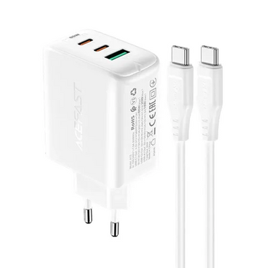 Мережевий зарядний пристрій Acefast A13 PD65W 2xUSB-C 1xUSB-A White