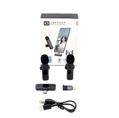Микрофон петличный беспроводной K9 для смартфона 2 микрофона с Type-C